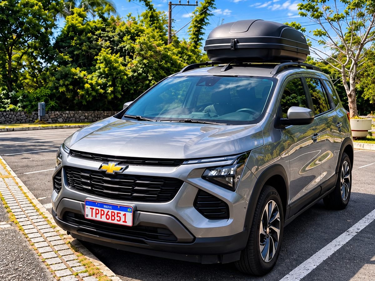 Chevrolet Spin prata da VBM com bagageiro de teto